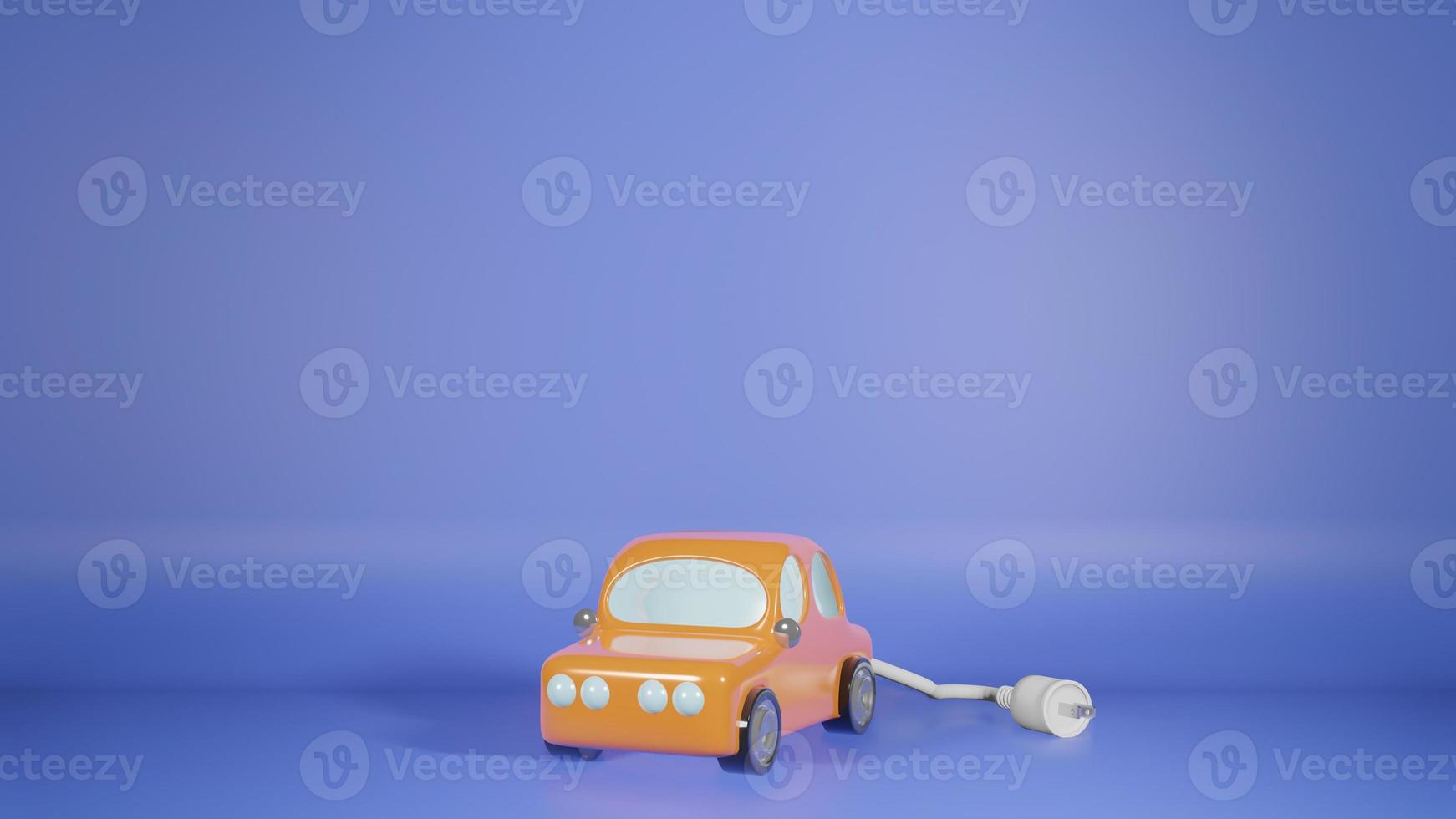 The car and electric plug for ev car content 3d rendering photo