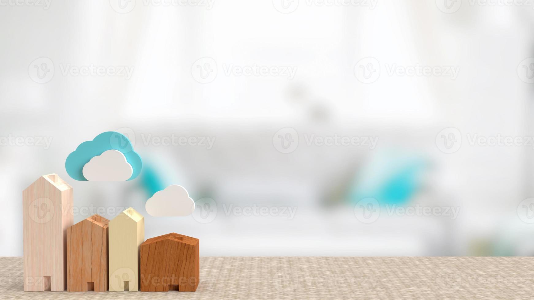 home and cloud for smart home  technology concept 3d rendering photo