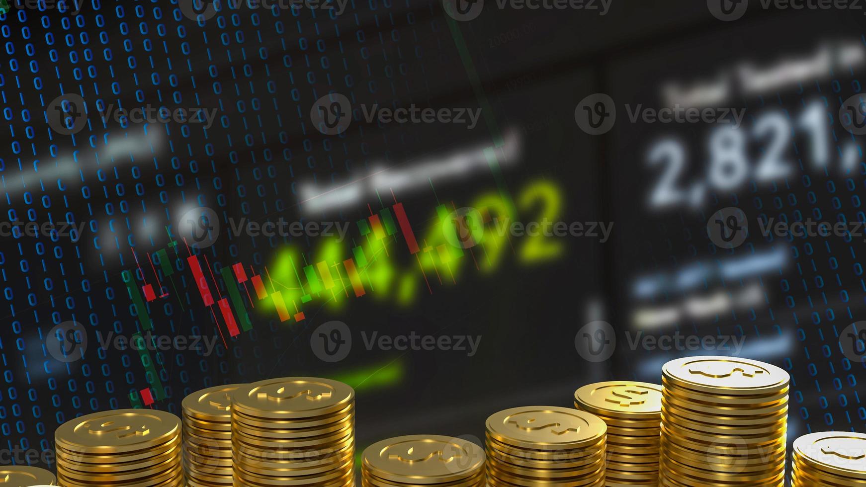 The  gold coins and chart background for business concept 3d rendering photo