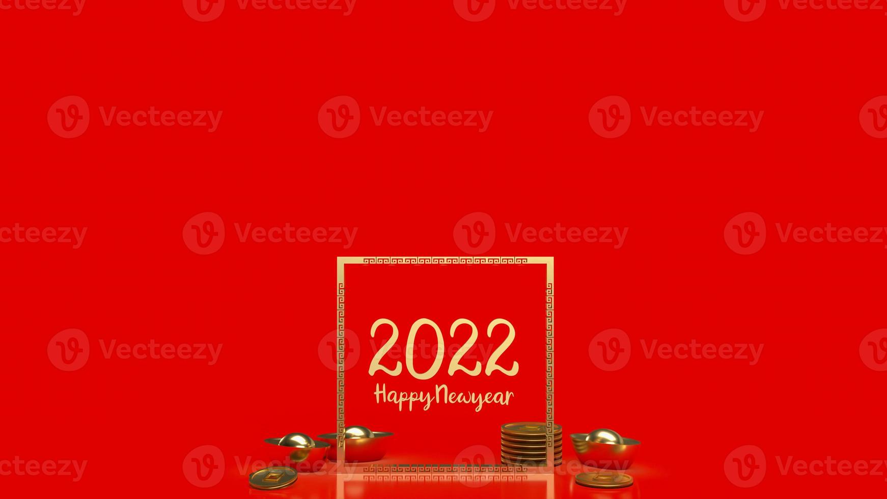 gold number 2022 Chinese  style  for happy new year concept 3d rendering photo