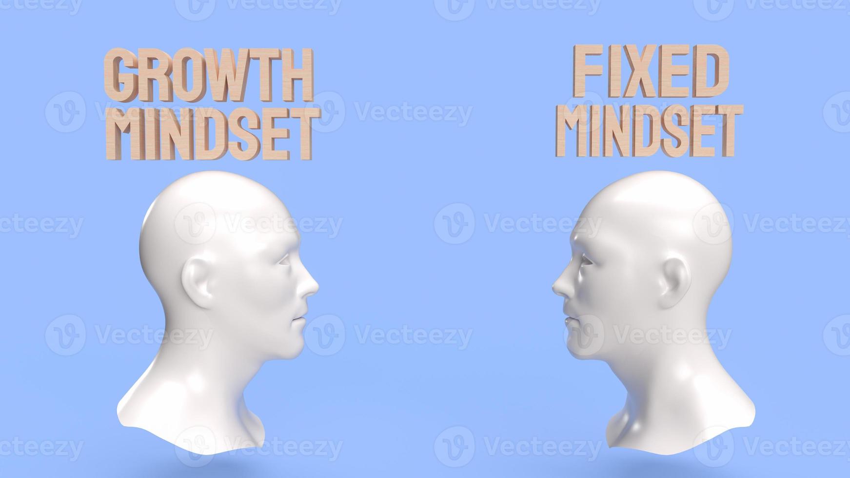 The  head and wood text for growth mindset concept 3d rendering photo