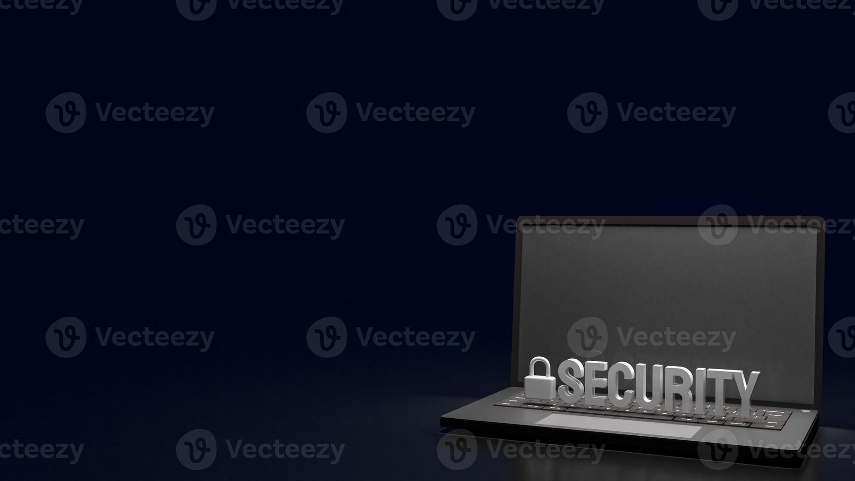 The notebook and security text for protection concept 3d rendering photo