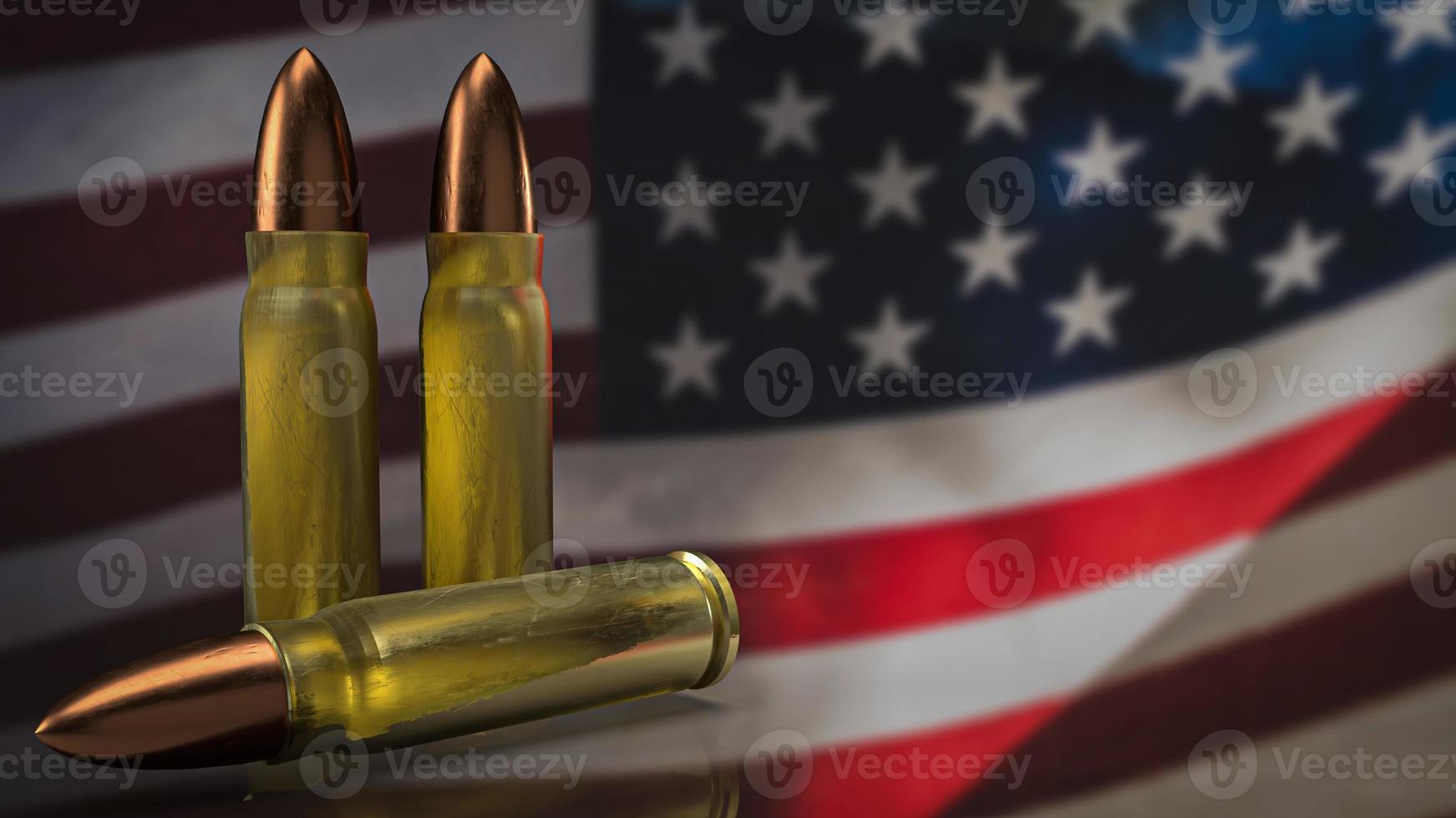 The bullet on Usa flag for law or crime concept 3d rendering photo