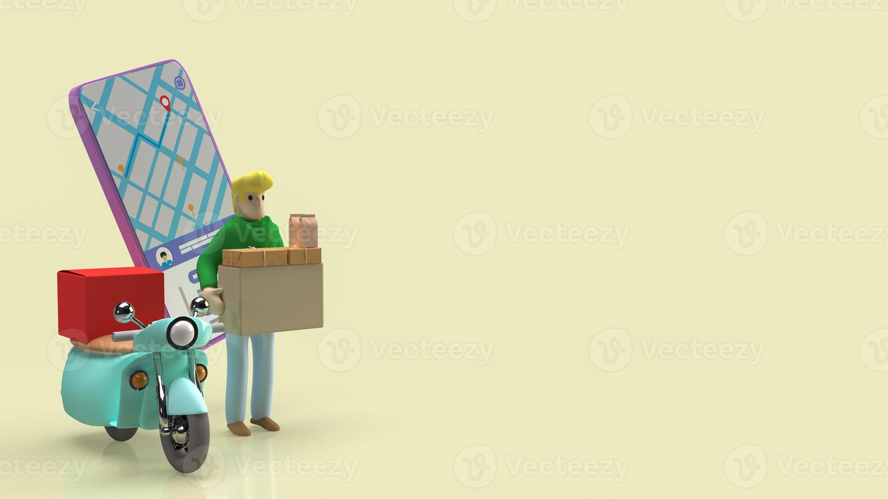 The man and bike for delivery application or business concept 3d rendering photo