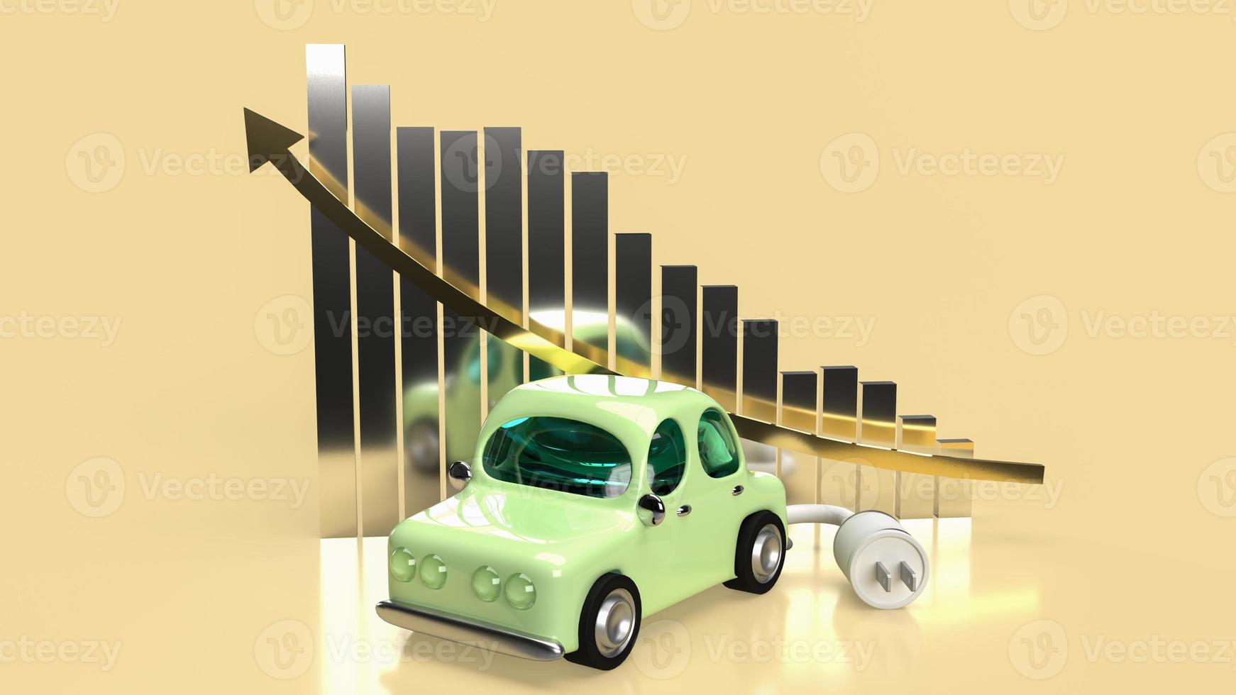 The car and electric plug on chart business for eco or automobiles system 3d rendering photo