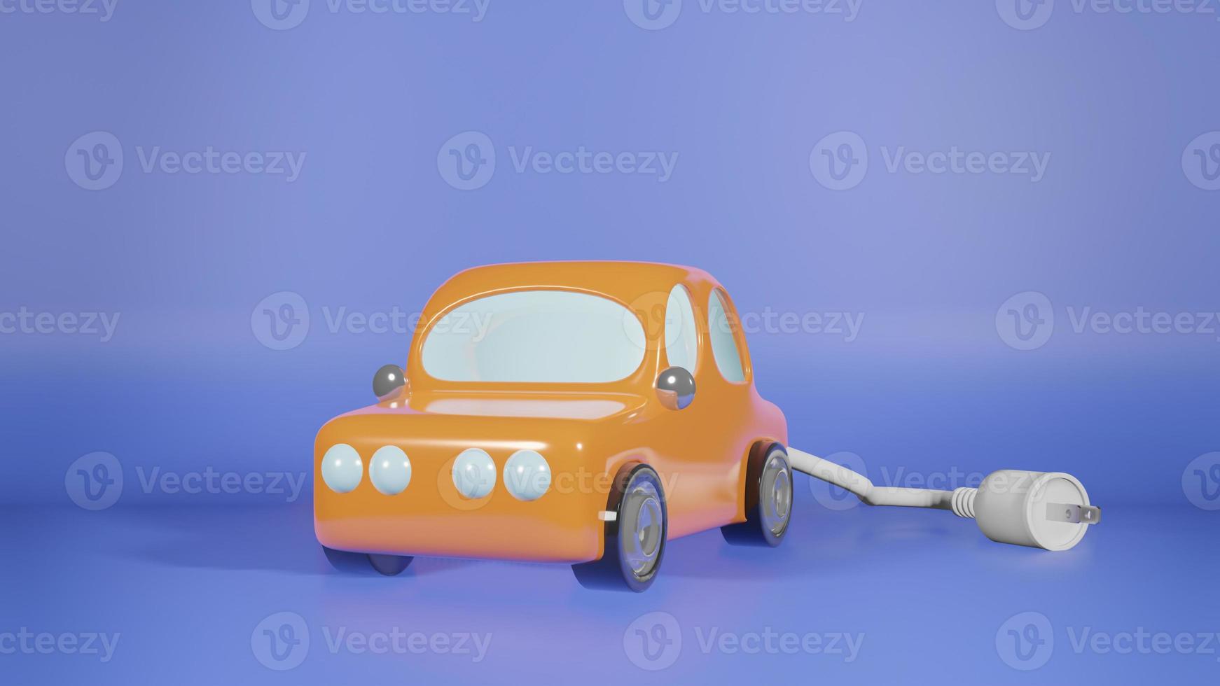 The car and electric plug for ev car content 3d rendering photo