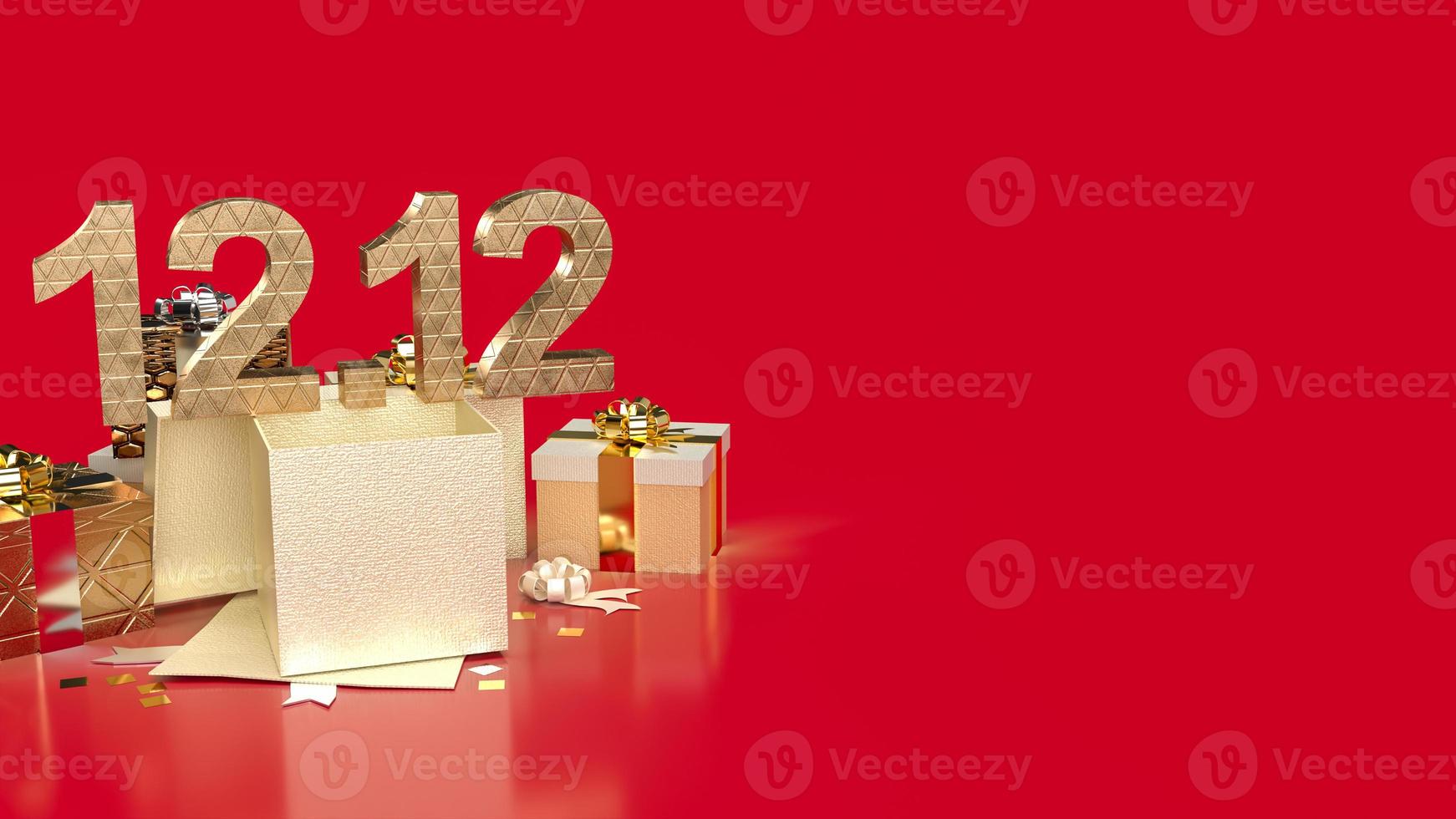 The gold number 12.12  and gift boxes for sale promotion concept 3d rendering photo