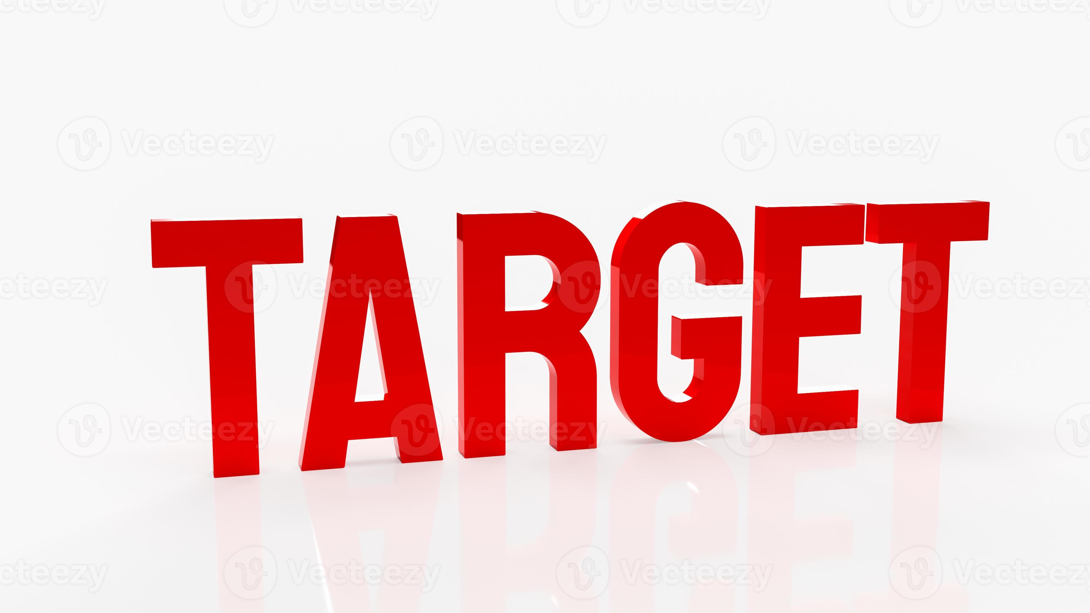 The red target word and chess on white background for business concept