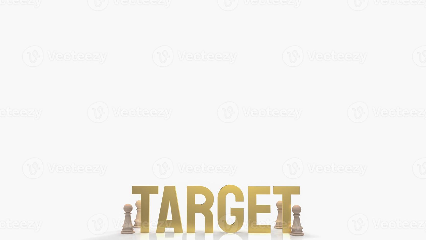 The gold target word and chess on white background for business concept 3d rendering photo