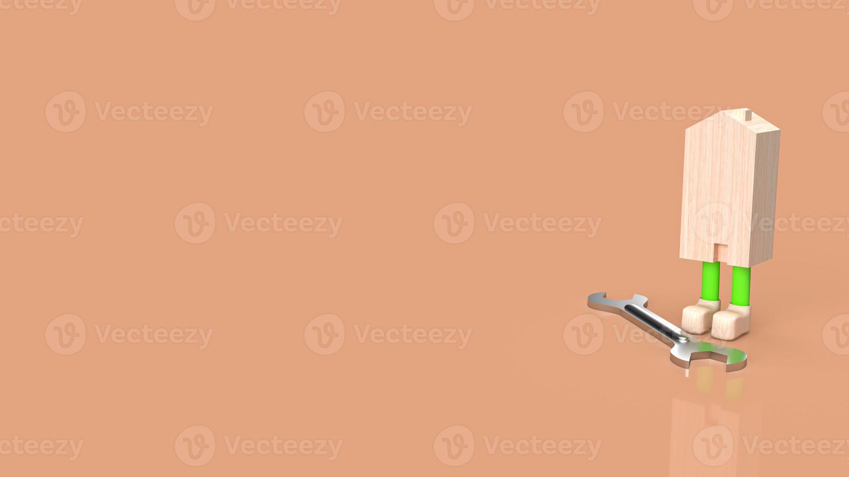 home and wrench for property or building concept 3d rendering photo