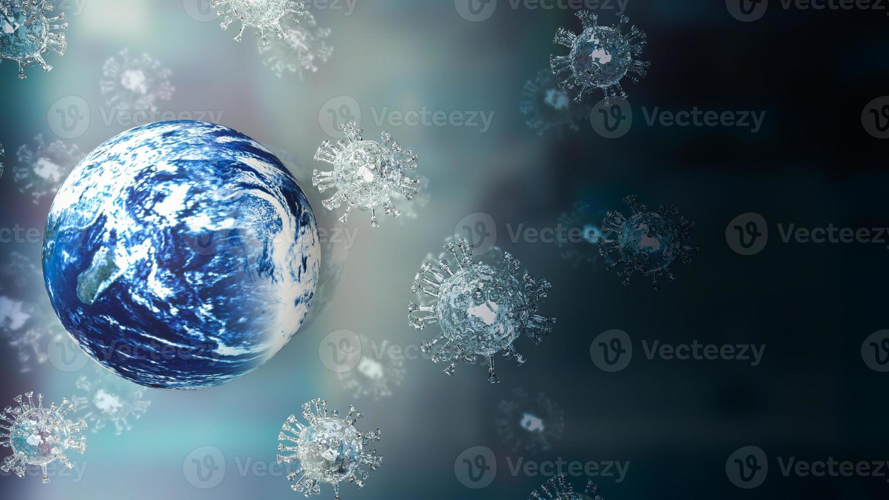 The world and virus for covid 19 or out break concept 3d rendering photo