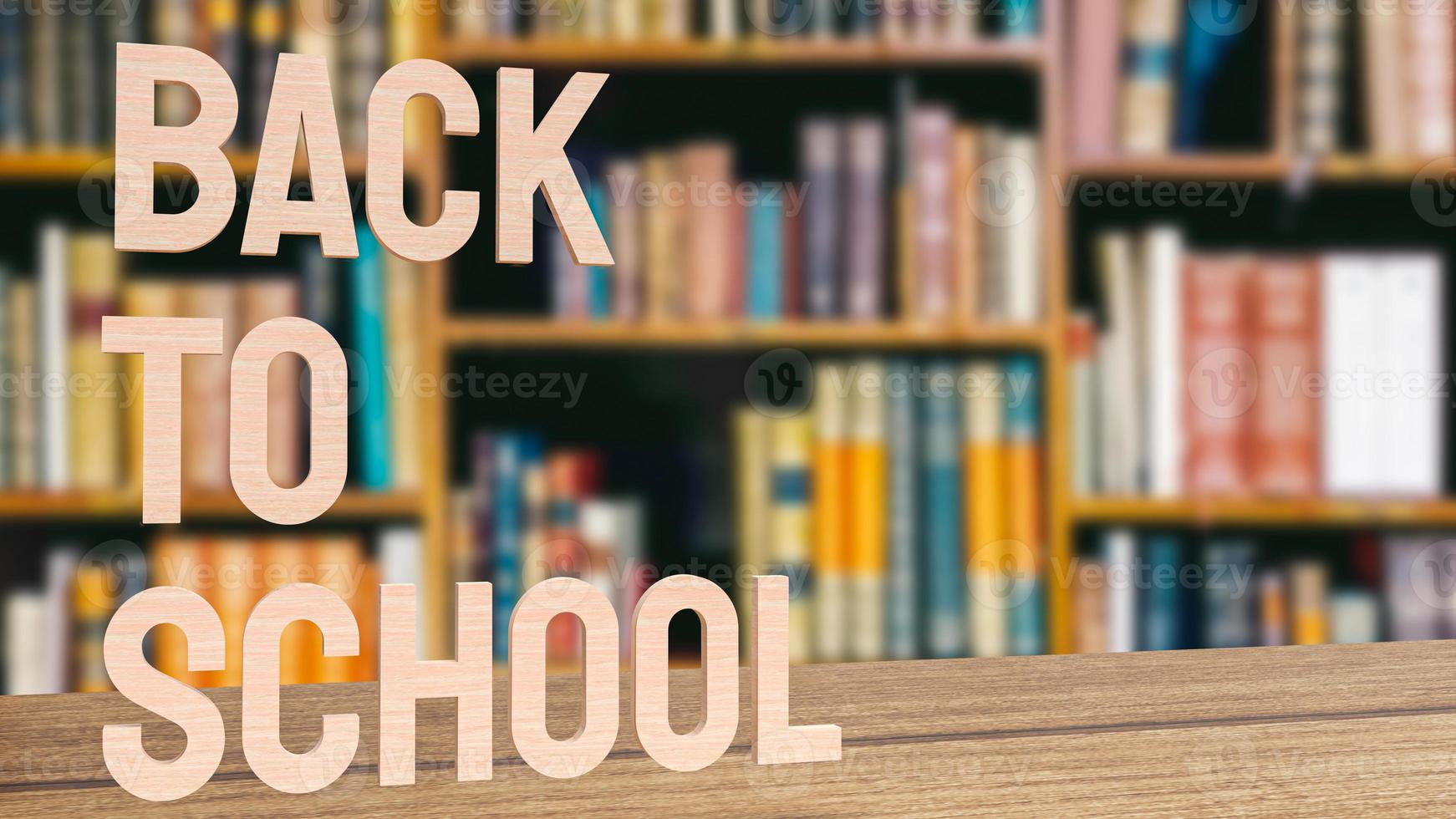 word back to school in library  for education  concept 3d rendering photo