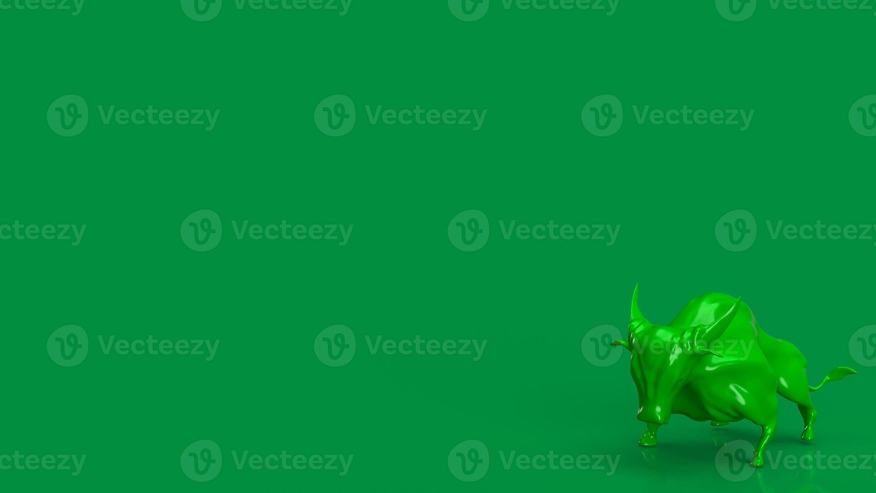 The green bull on green background  for business concept 3d rendering photo