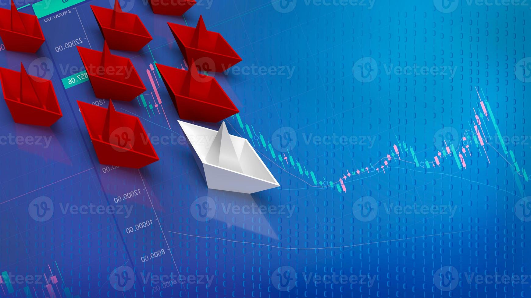 white paper boat and red  for business concept 3d rendering photo