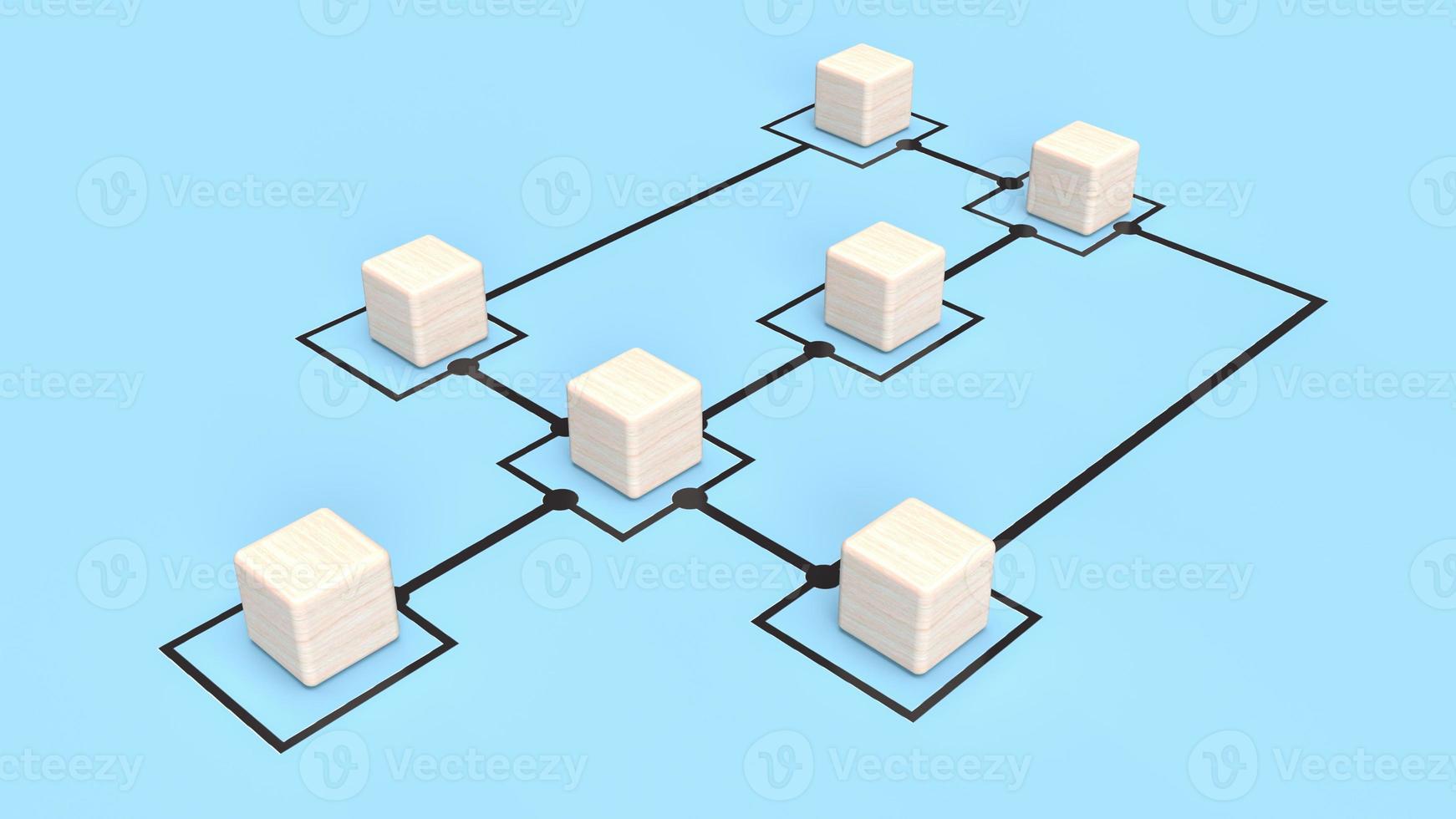 The wood cubes on chart blue background for business concept 3d rendering photo
