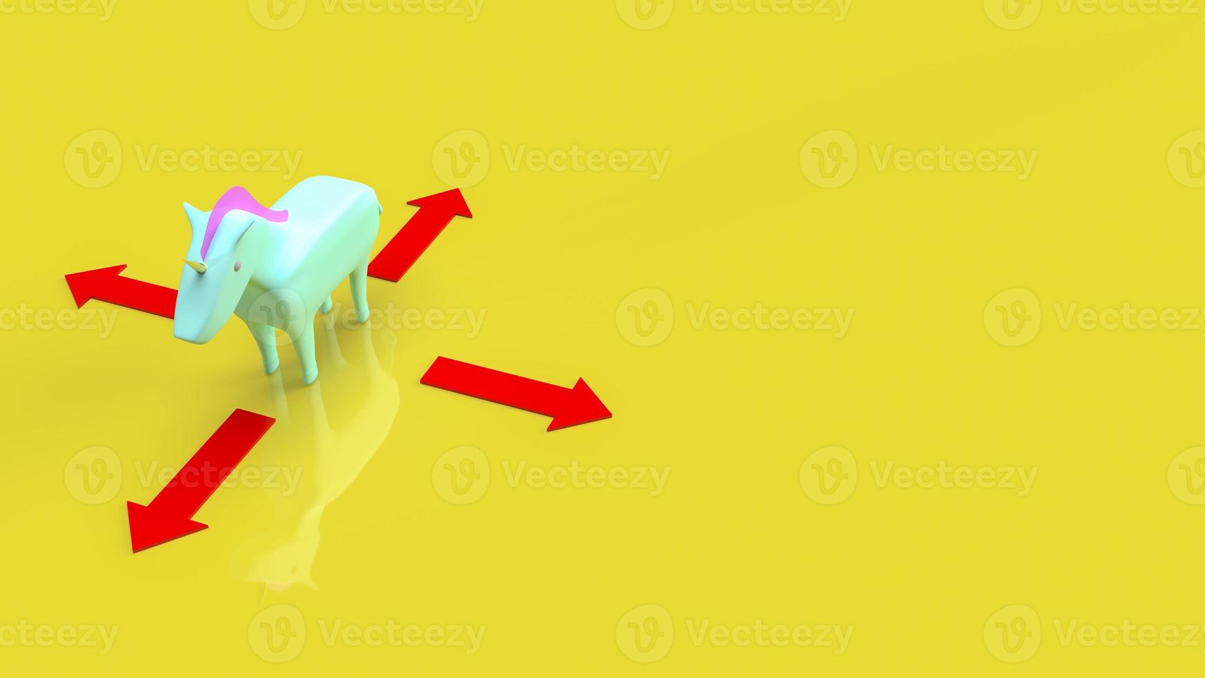 The unicorn and arrow for business concept 3d rendering photo