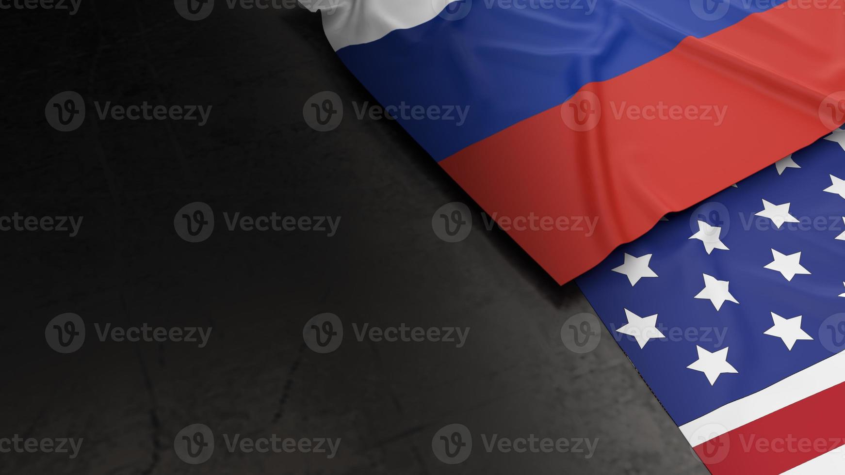 The united states and Russia flag for business or news concept 3d rendering photo