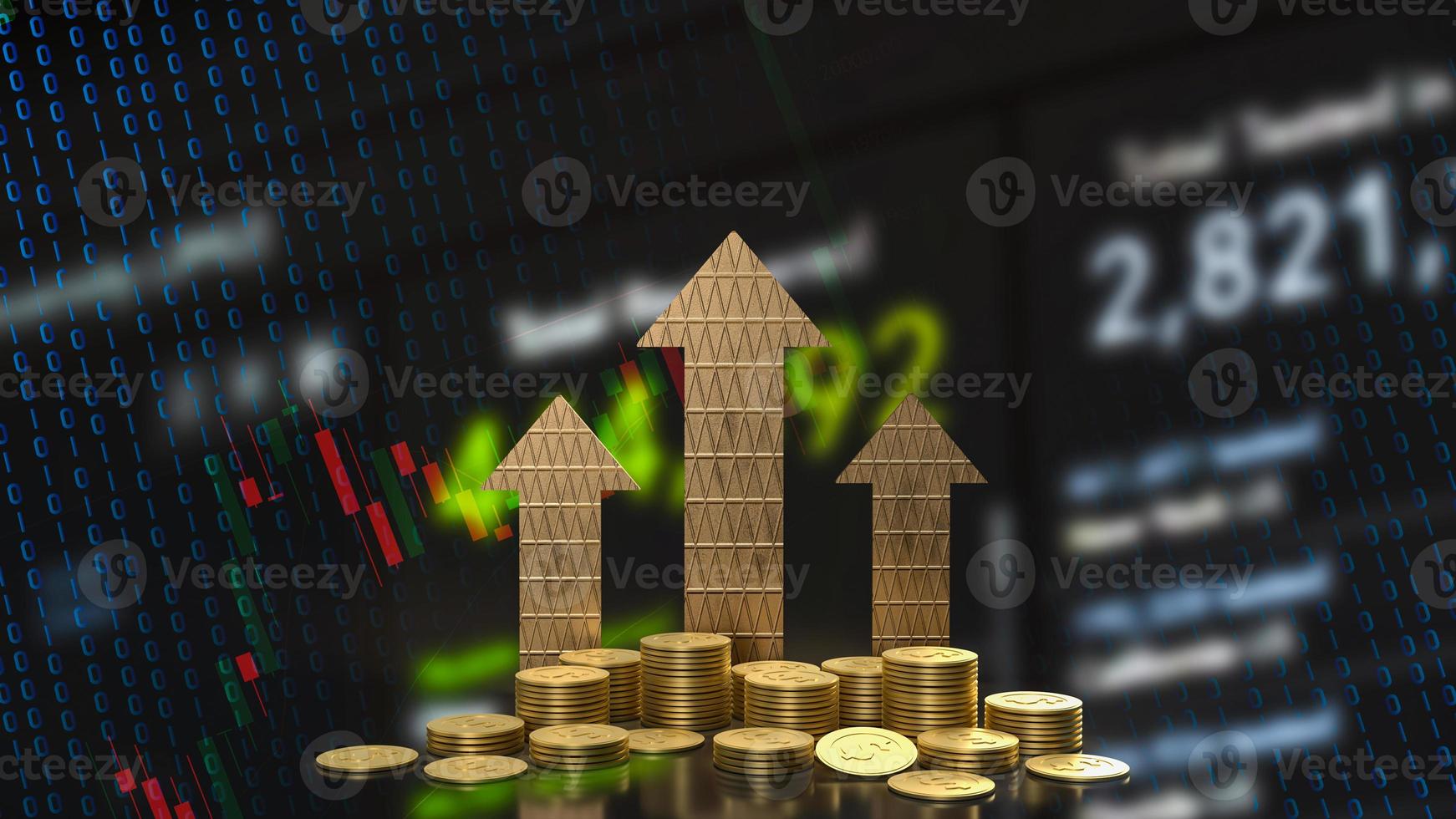 The gold coins and arrow on business background  3d rendering photo