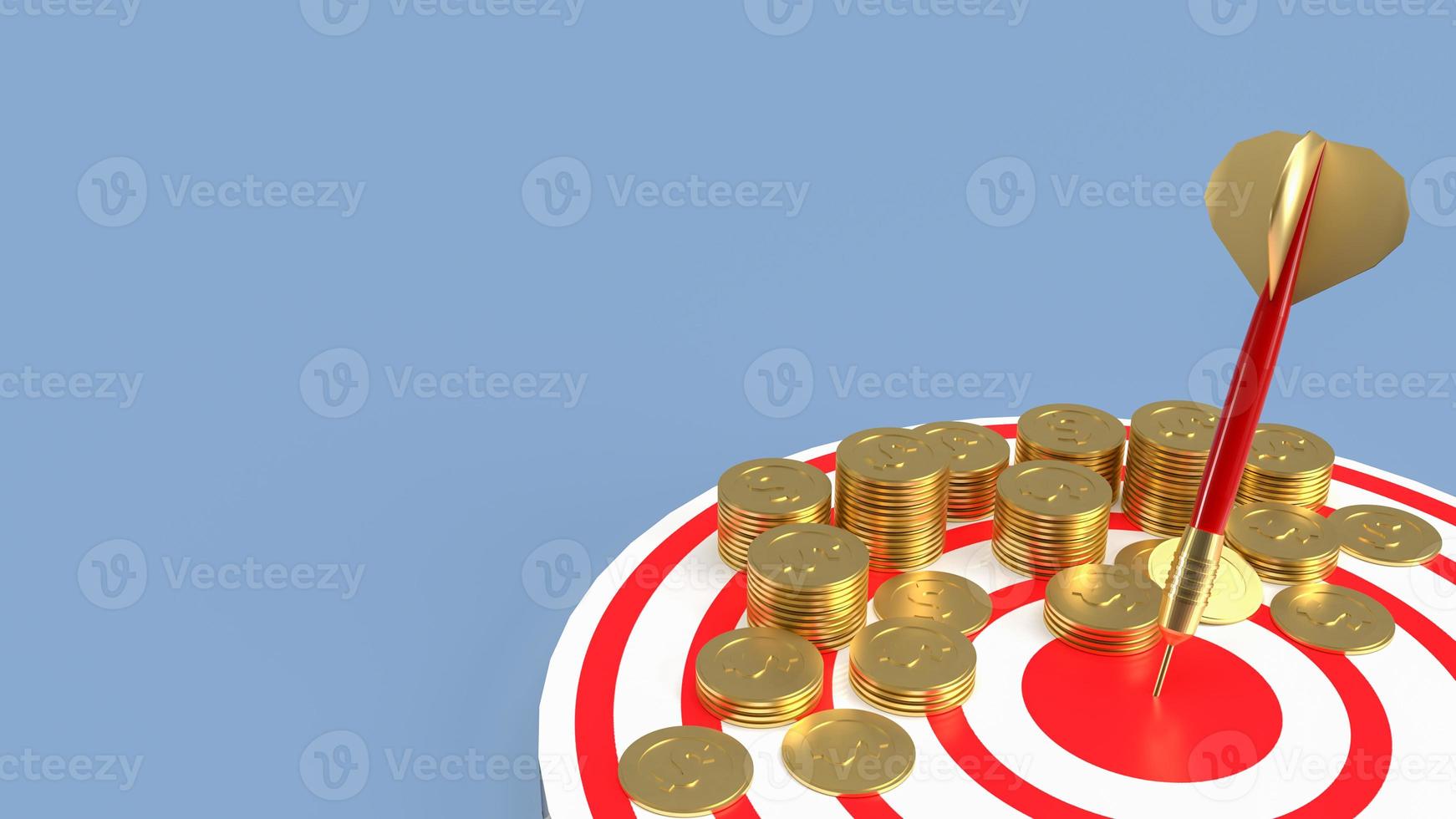 The darts coins on target for business concept 3d rendering photo