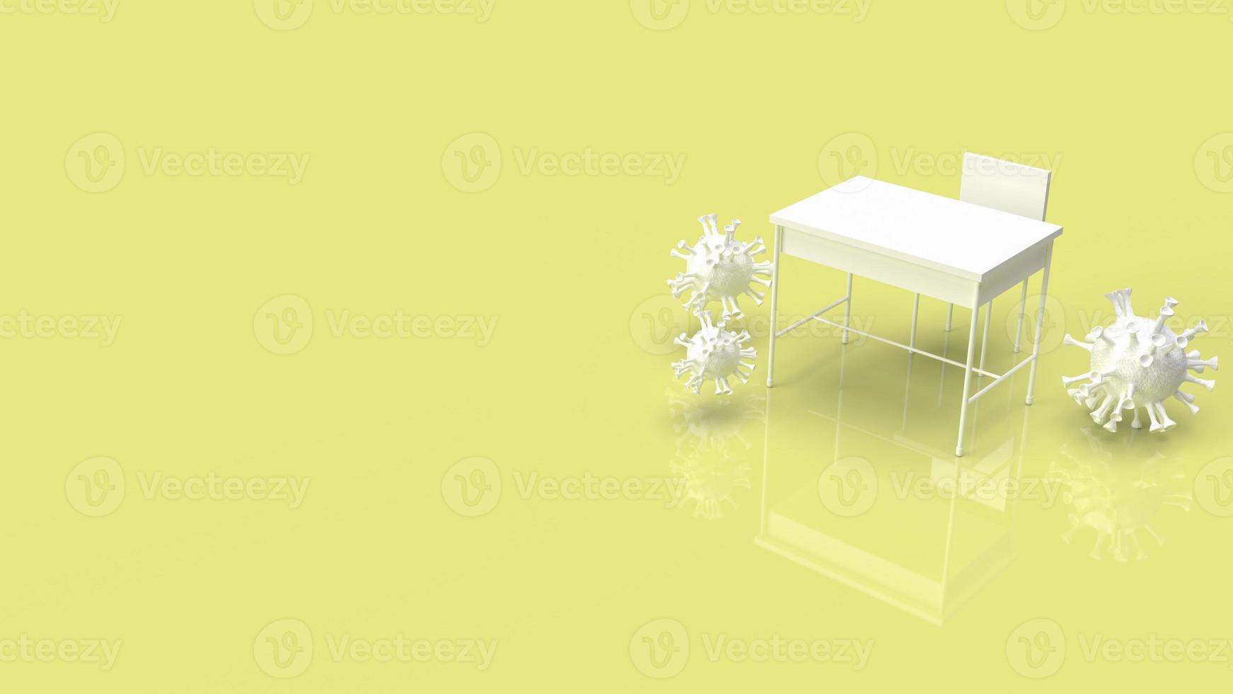 The school table and virus for coronavirus crisis in school concept 3d rendering photo