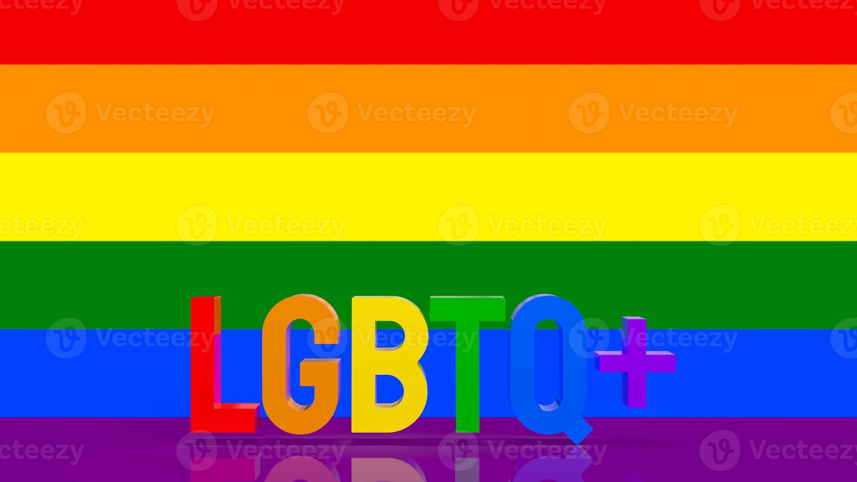 el texto lgbtq multicolor para la representación 3d del concepto transgénero foto