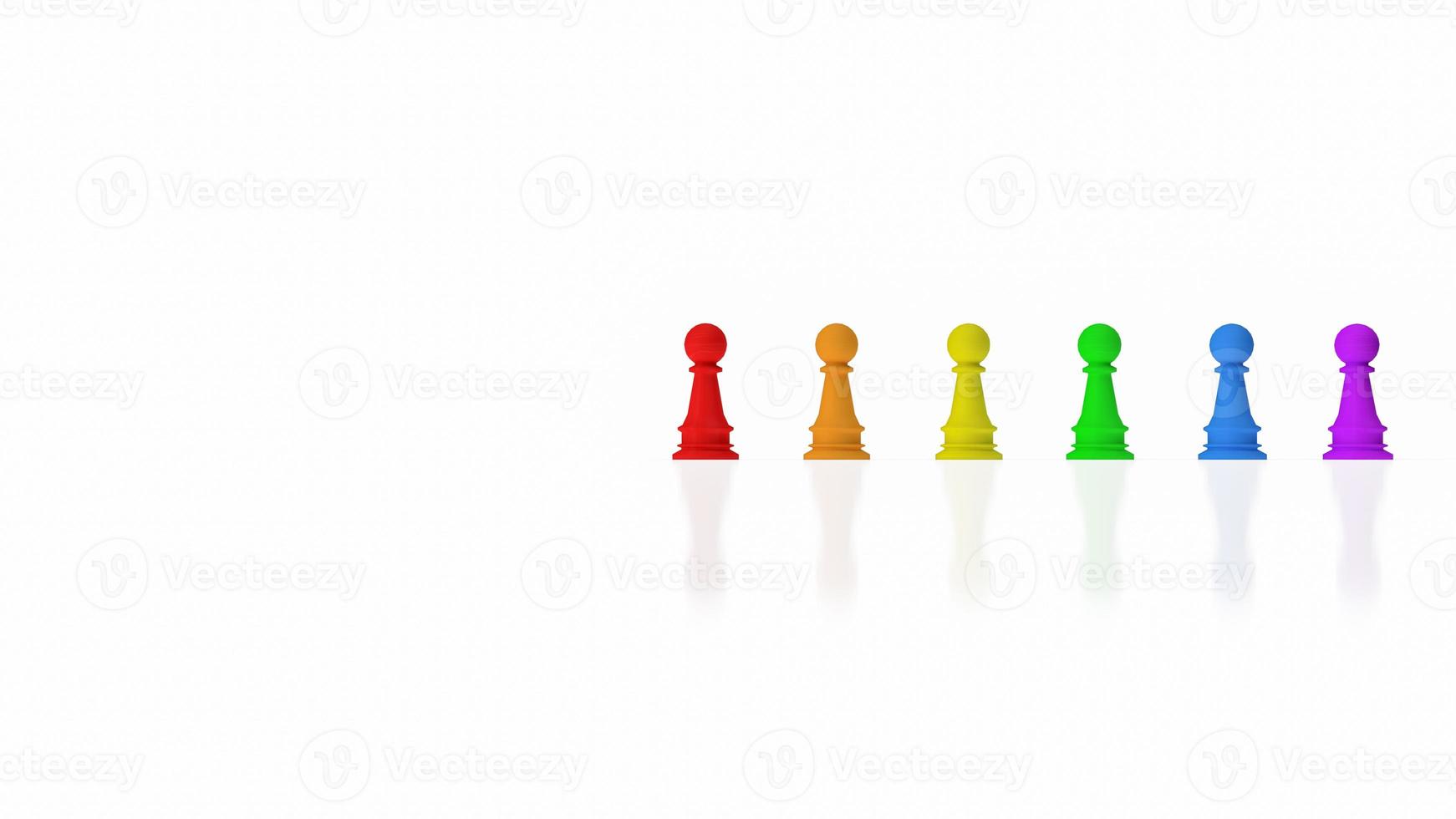 The chess  multi color on white background for lgbtq concept 3d rendering photo