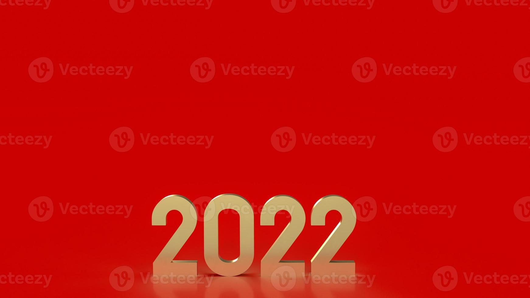 oro 2022 sobre fondo rojo para la representación 3d del concepto de año nuevo foto