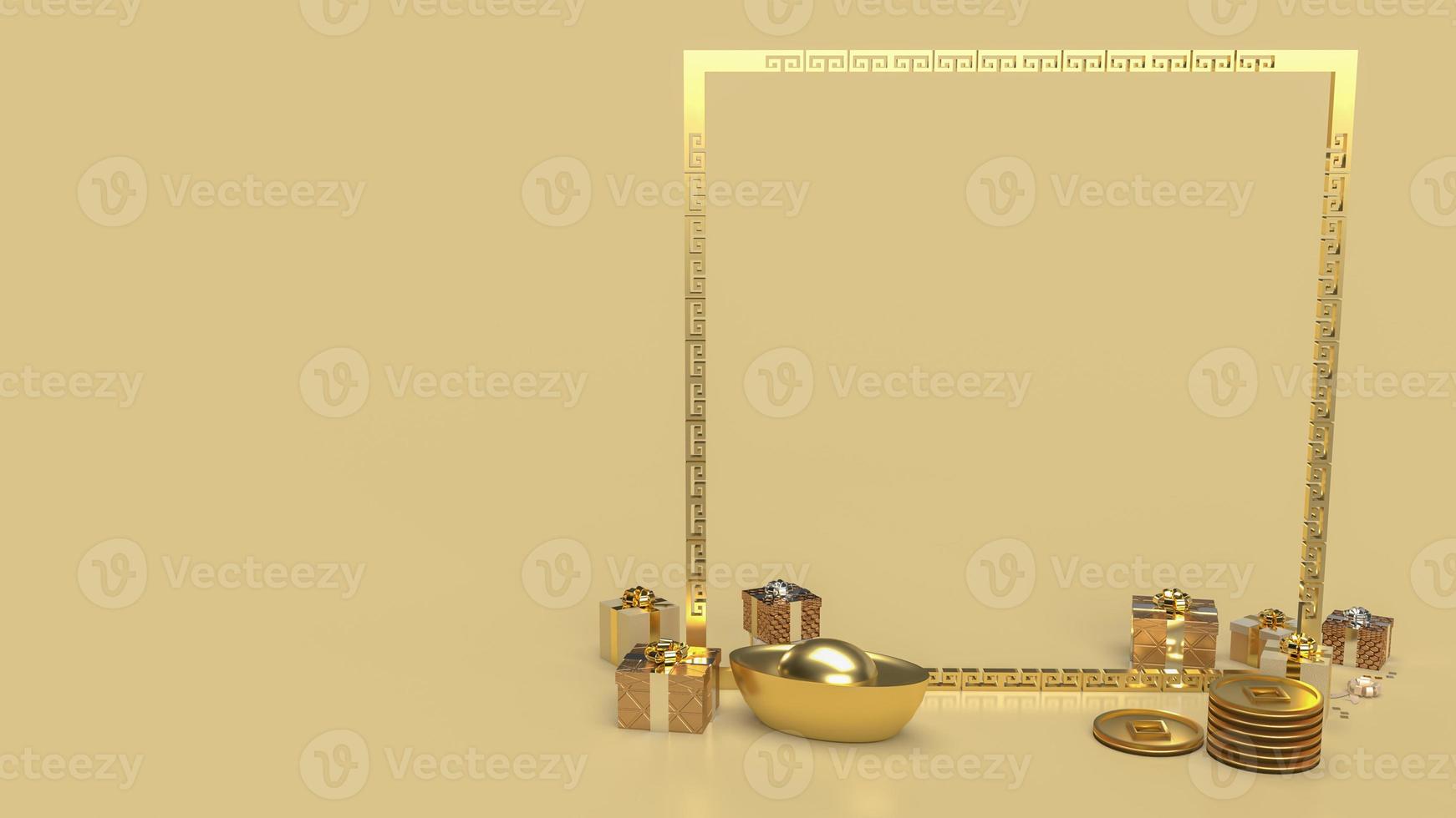 gold 2022 and gift boxes  for Chinese new year  concept 3d rendering photo