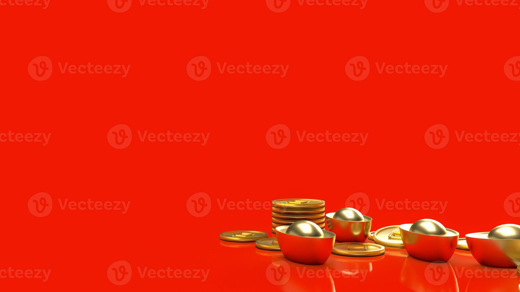 The Chinese gold on red background for celebration or new year concept 3d rendering photo