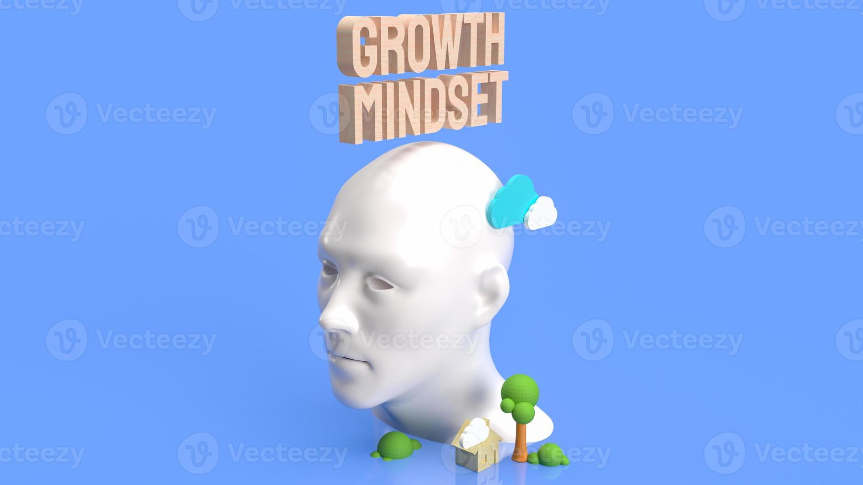 The  head and wood text for growth mindset concept 3d rendering photo