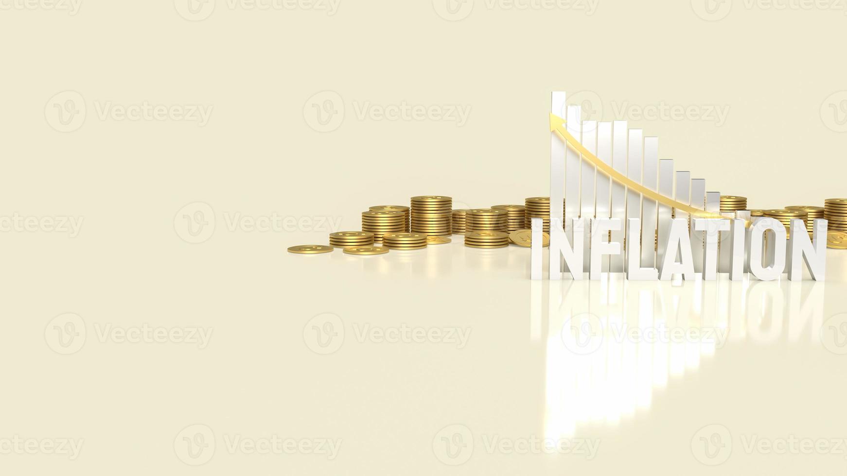 The white inflation text and  chart  for business concept 3d rendering photo