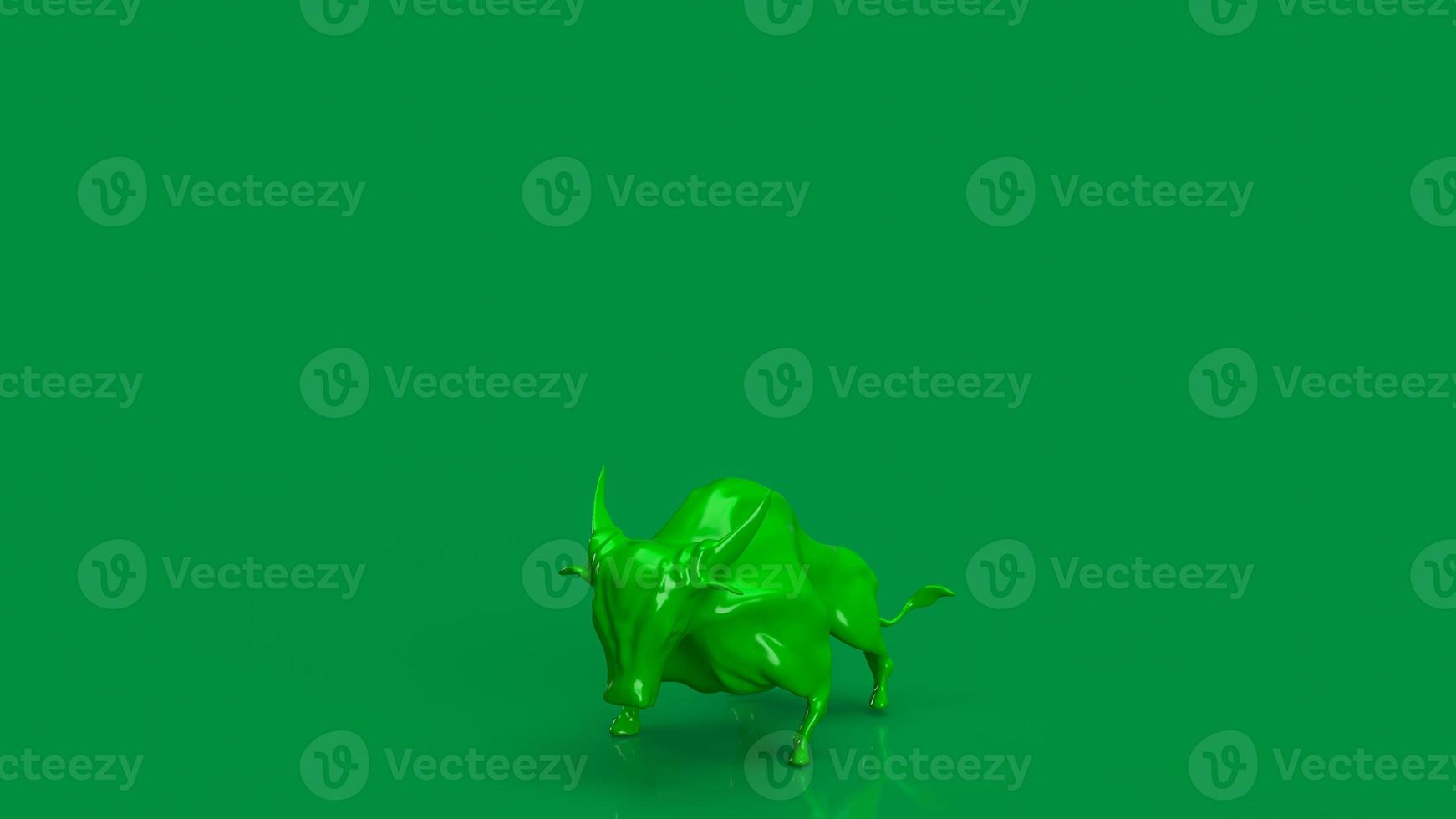 The green bull on green background  for business concept 3d rendering photo