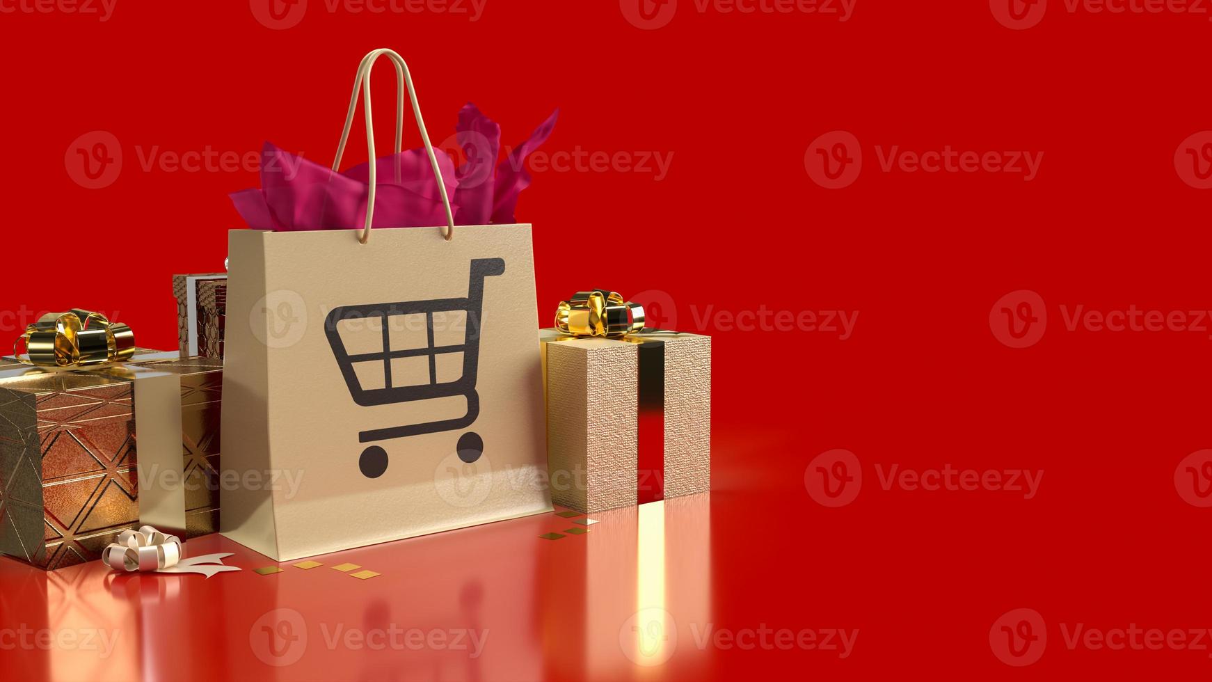 The shopping box  on tablet for online market concept 3d rendering photo