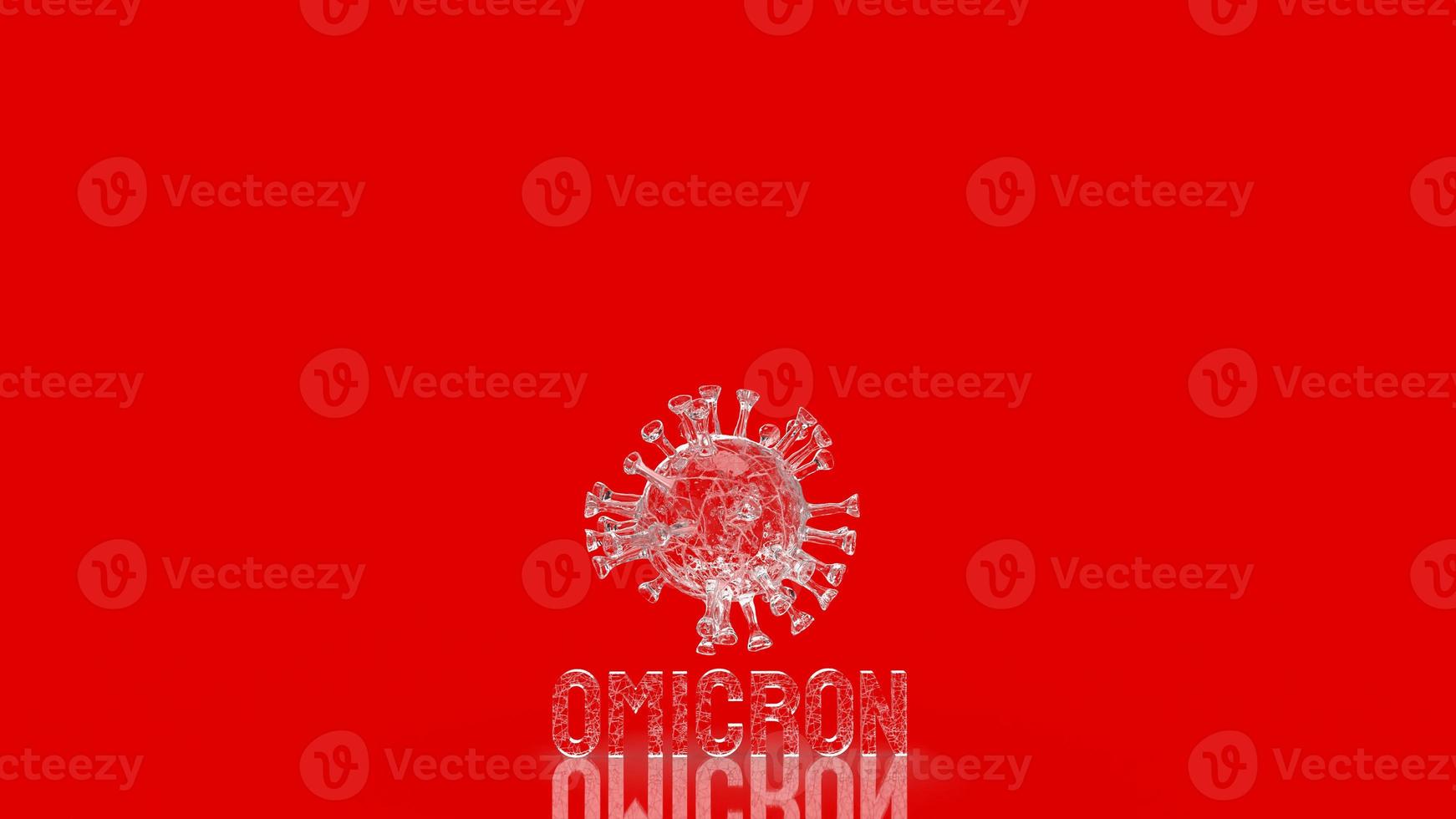 The virus omicron on red background for covid 19 or medical concept 3d rendering photo