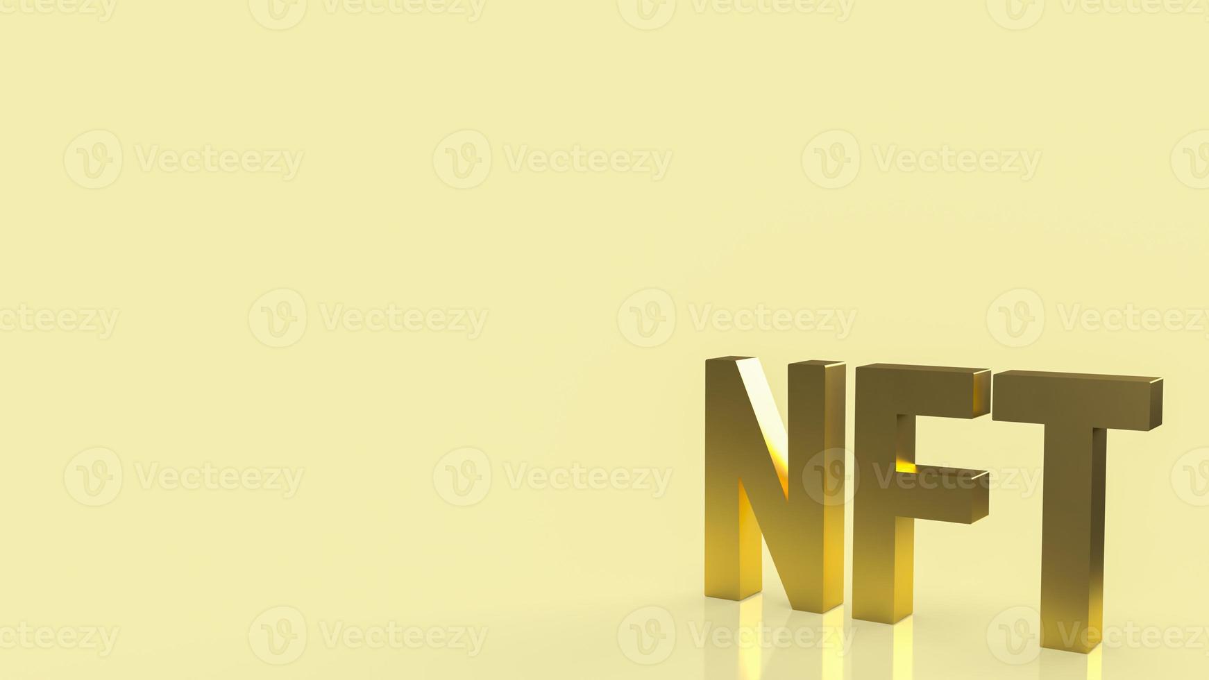 The gold nft text on gold background  for business or art concept 3d rendering photo