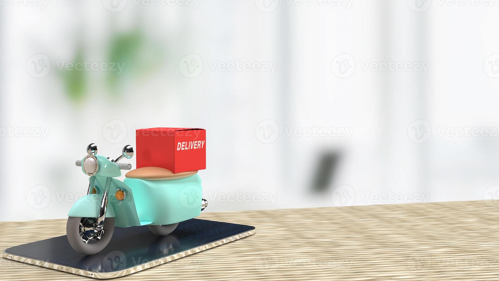bike delivery on tablet for applications concept 3d rendering photo