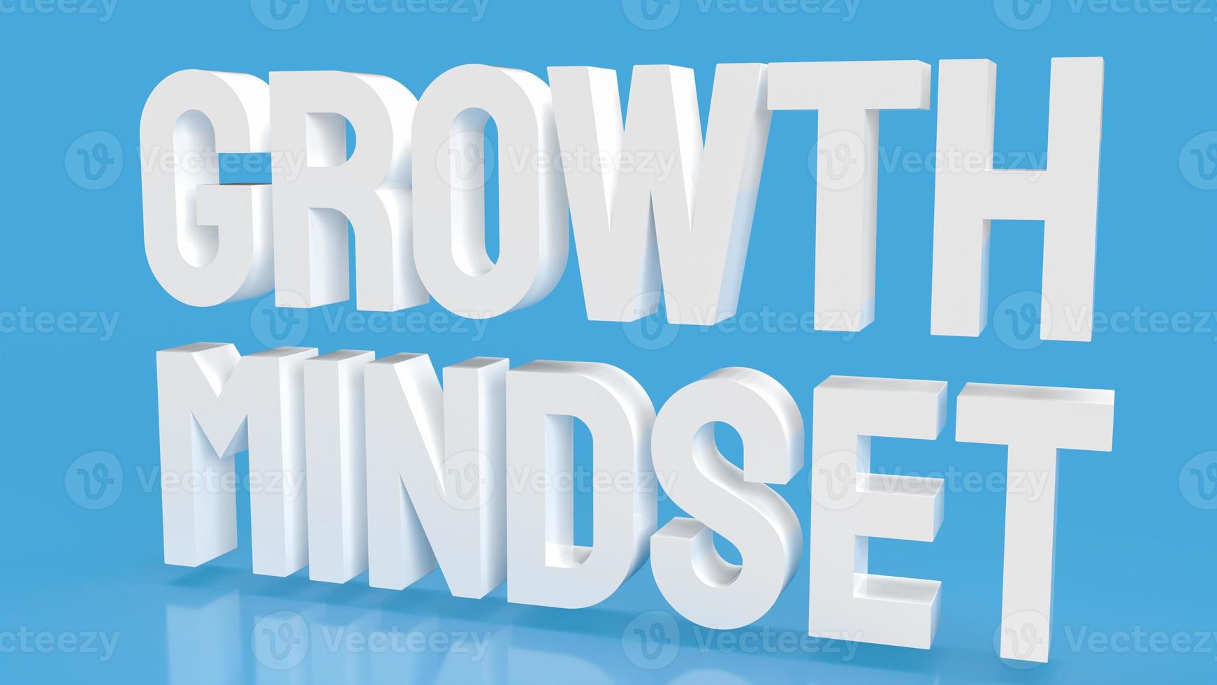 The  white growth mindset word on blue color  background 3d rendering photo