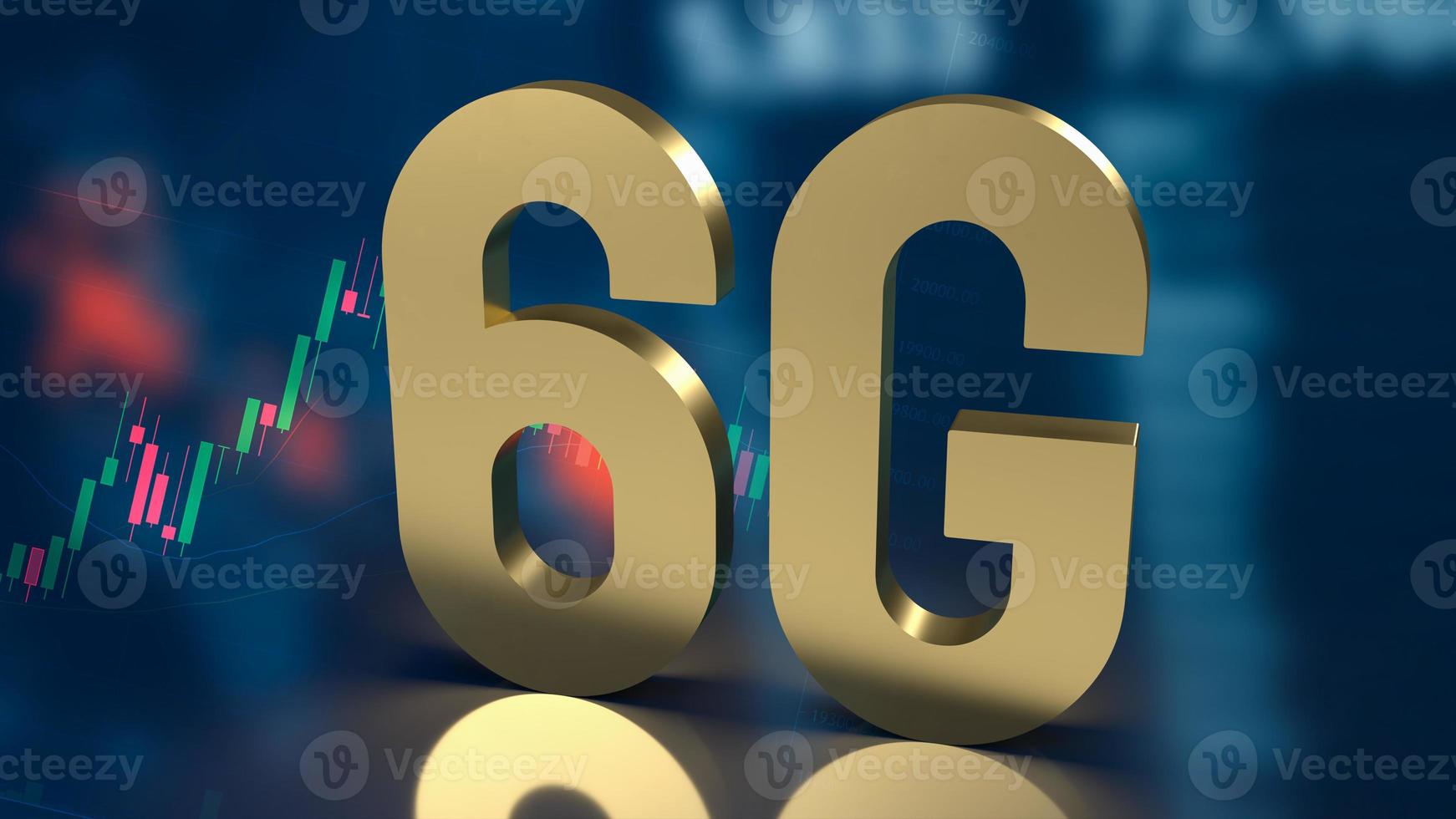 oro 6g en antecedentes comerciales para el concepto de tecnología representación 3d foto