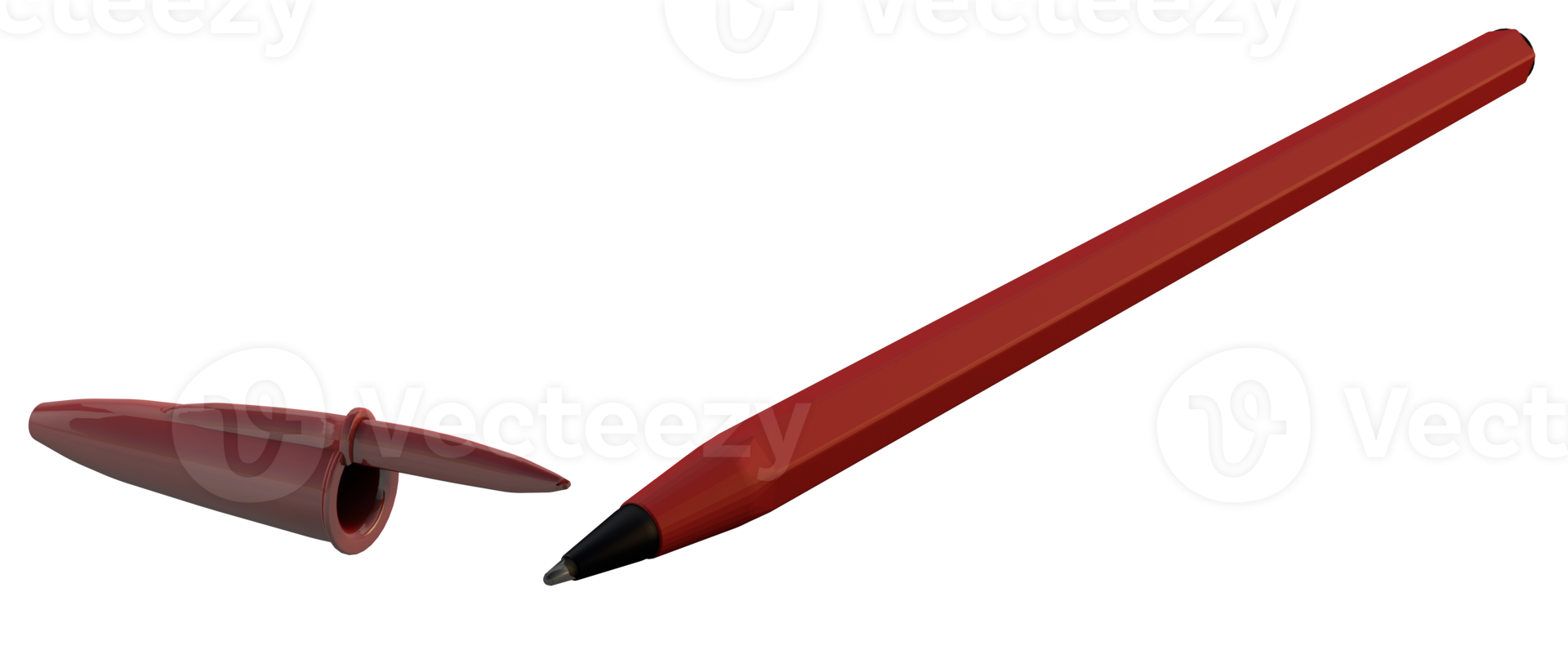 Simple red pen isolated background to a back to school 3D concept png