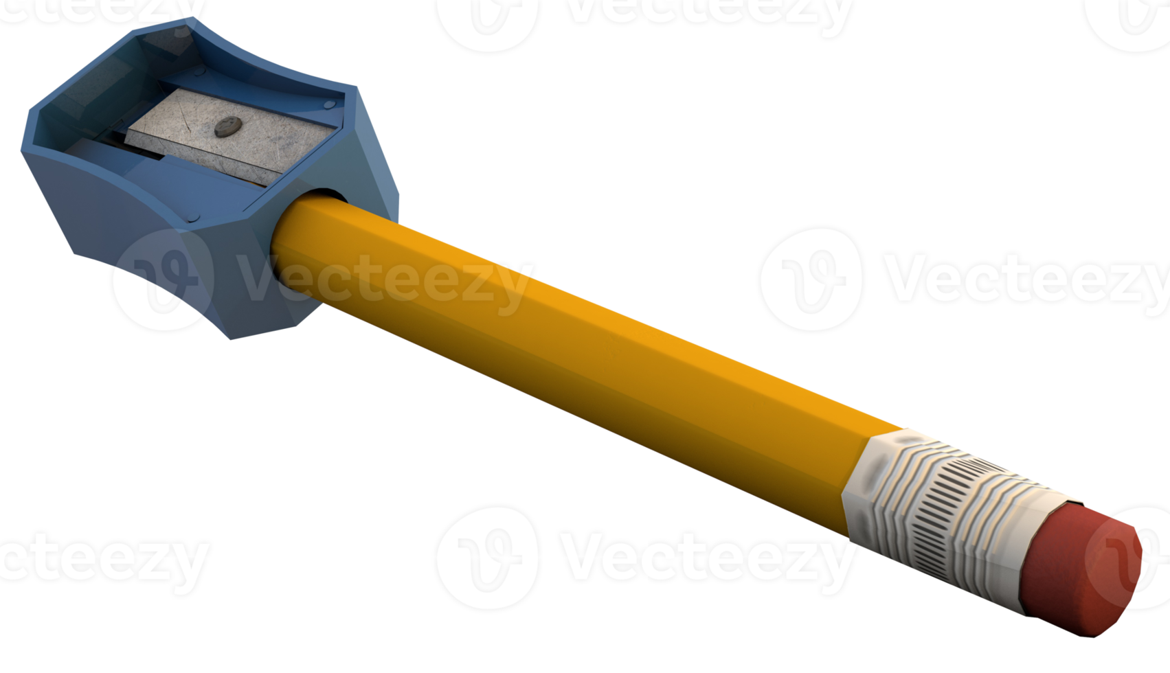 Classic pencil and sharpener a back to school 3D concept png