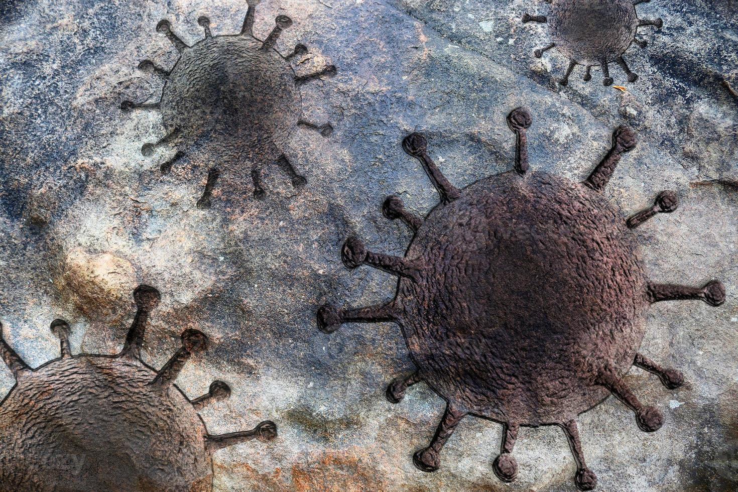 Old stone and rock textures with some virus fossil virus visualization photo