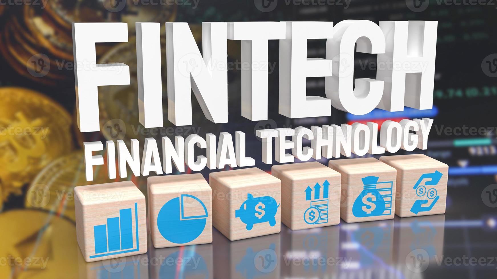 The fintech word on business background  for technology concept 3d rendering photo