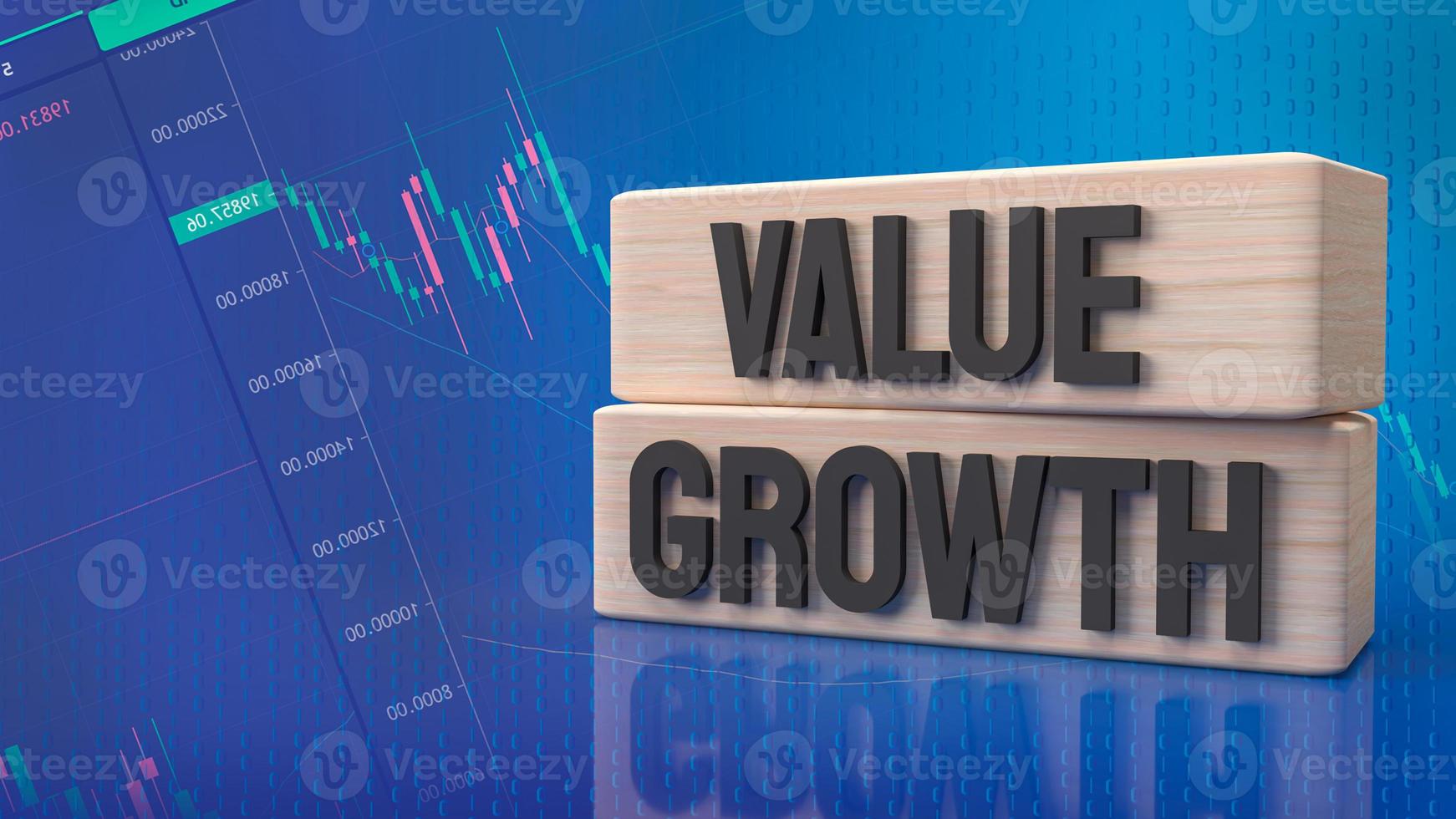 The word  value and growth on wood  for business concept 3d rendering photo