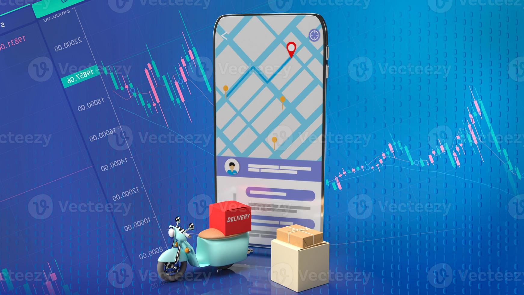 The delivery application  for business or transportation concept 3d rendering photo