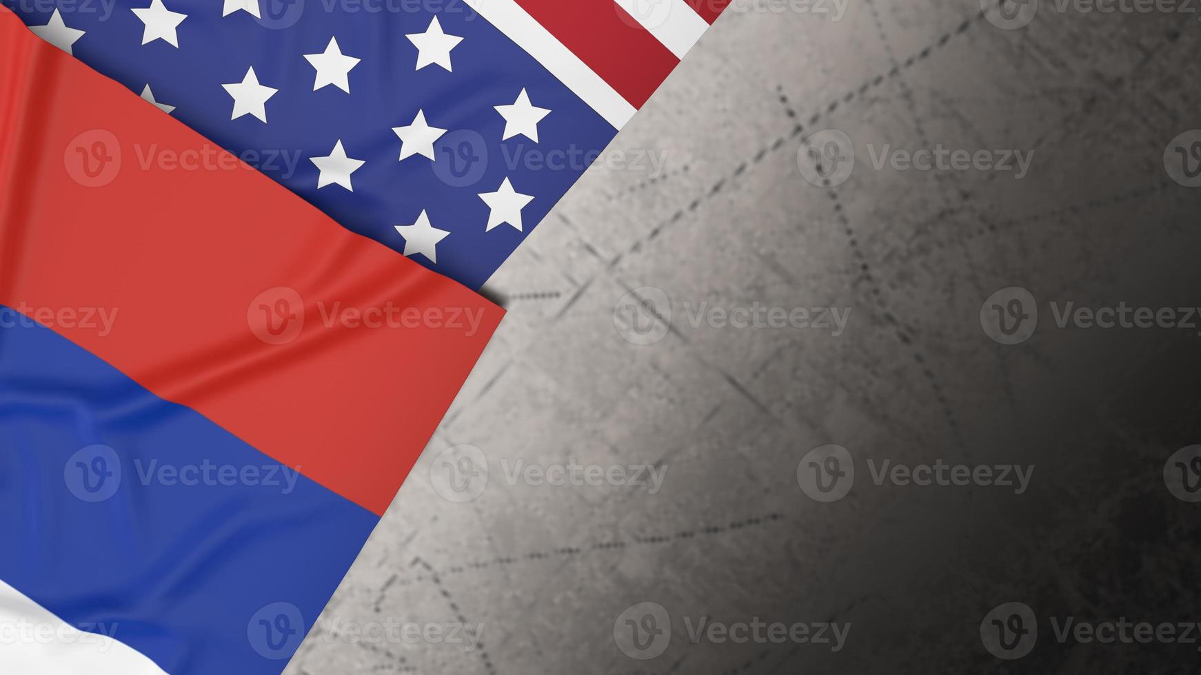 The united states and Russia flag for business or news concept 3d rendering photo