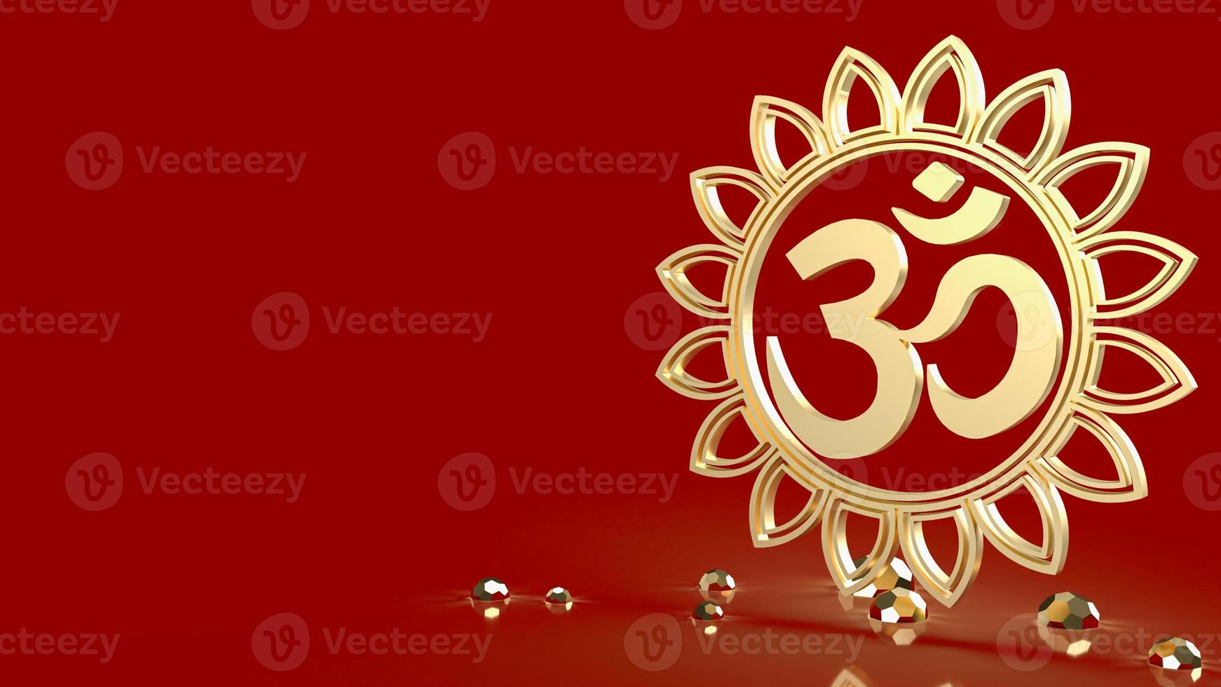 The ohm gold on red background  3d rendering photo
