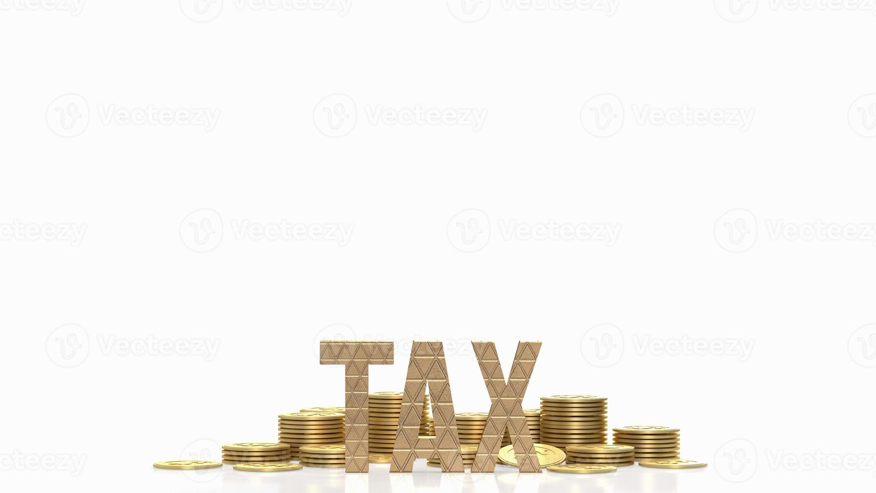 The tax and gold coins on white background for business concept 3d rendering photo
