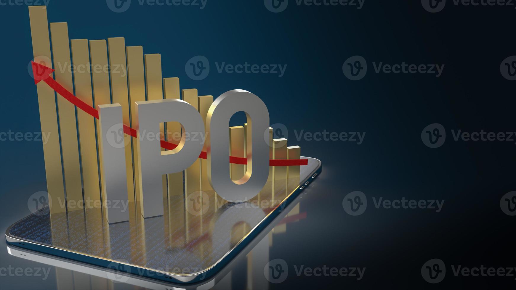 The ipo  or Initial Public Offering word and chart for business content 3d rendering photo