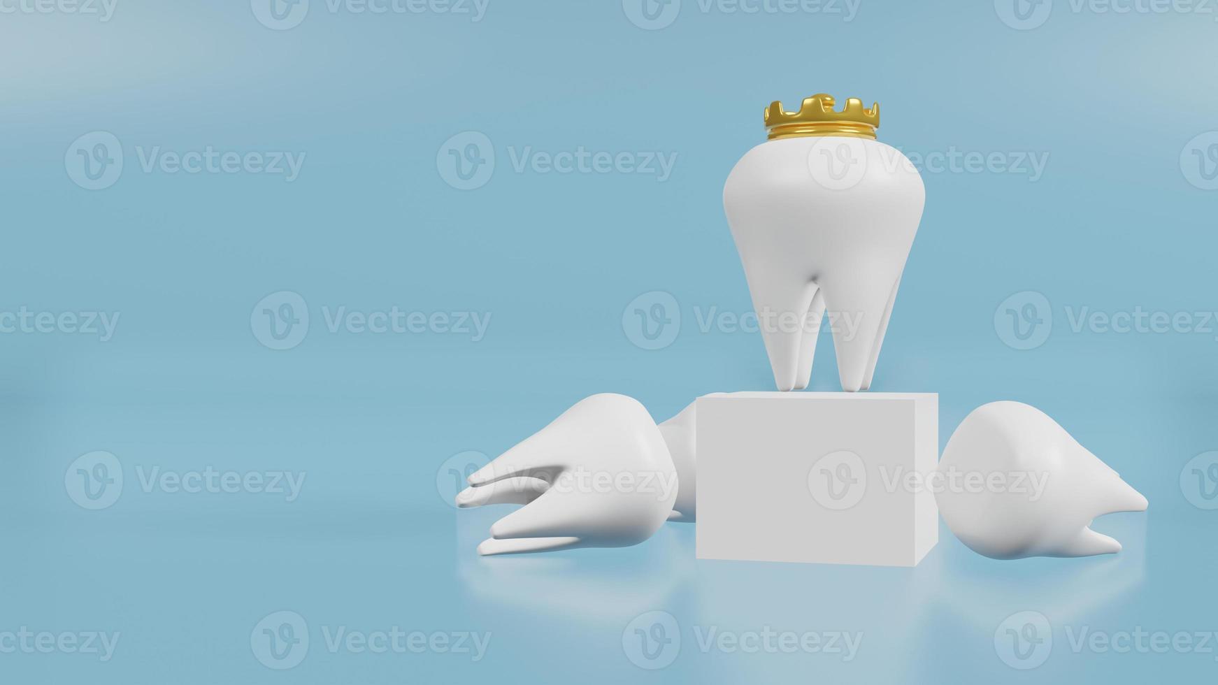 los dientes blancos sobre fondo azul para contenido médico y de salud representación 3d foto