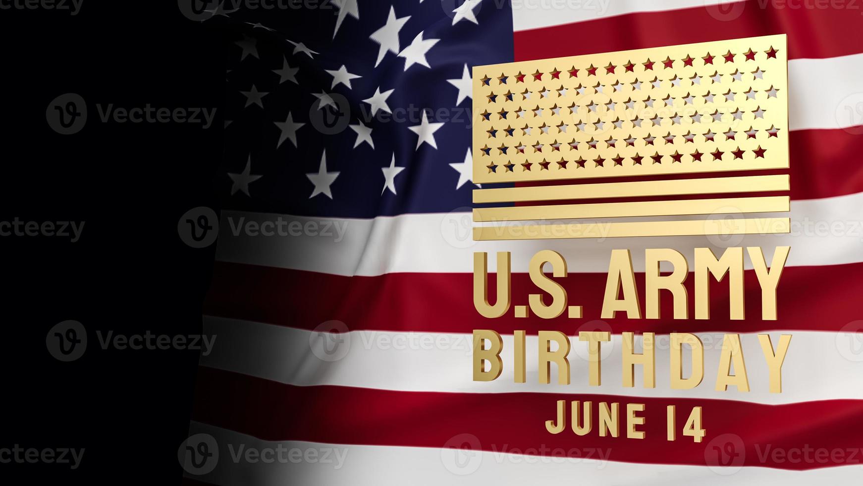 gold us army birthday text and united stage of America flag  for holiday concept 3d rendering photo